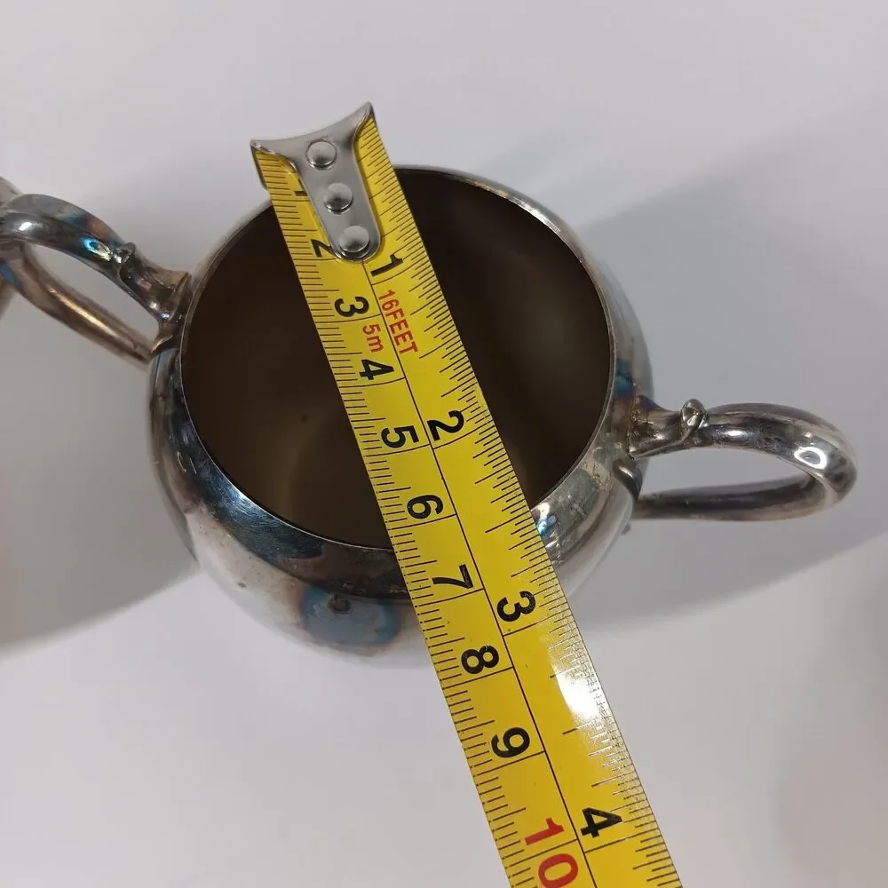 Wallace Silverplate Lot Creamer Sugar Bowl Butter Tray Dish With Glass Insert